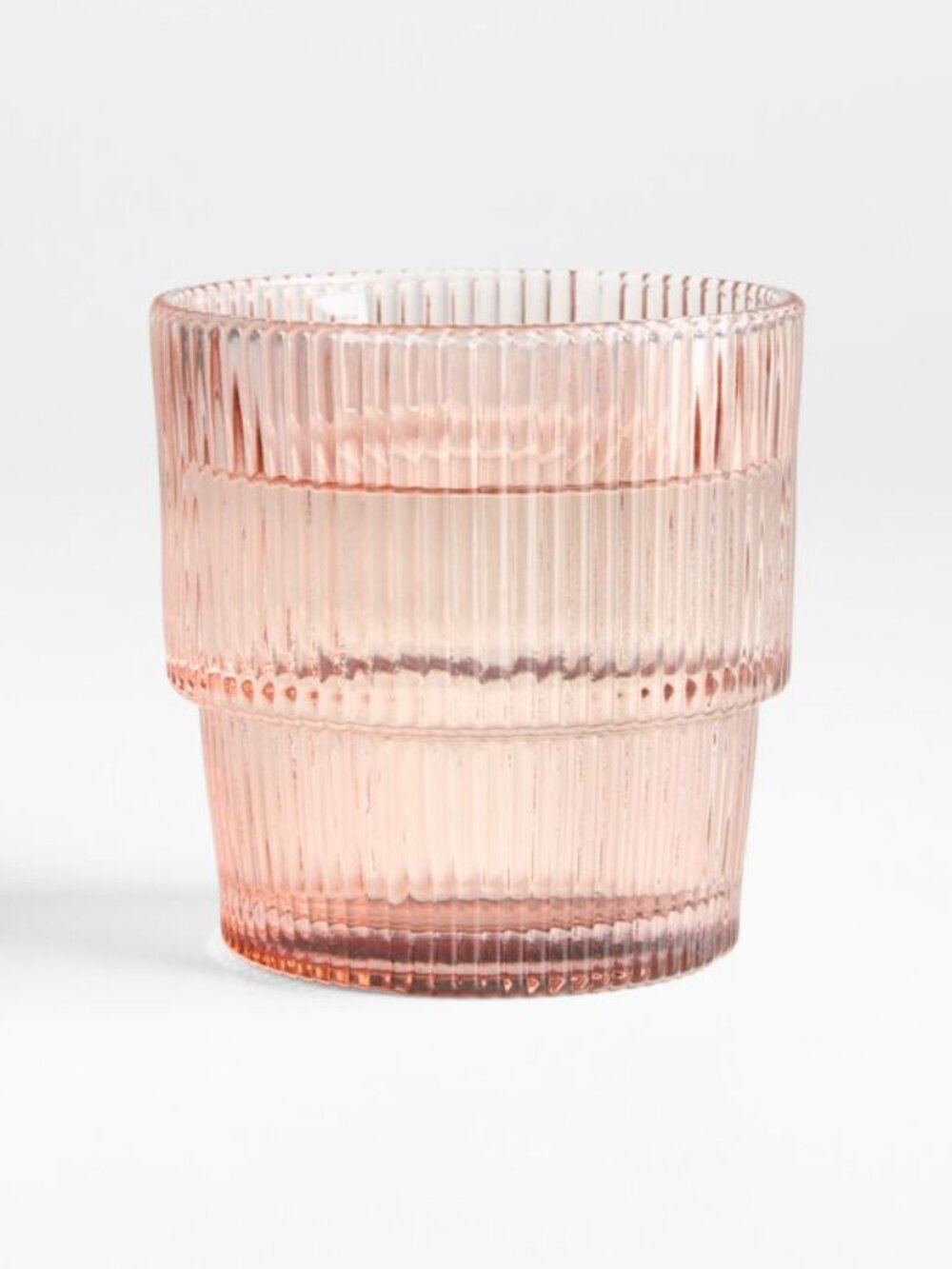 Crate&Barrel Atwell 11 oz short stackable ribbed old-fashioned glass set of 2